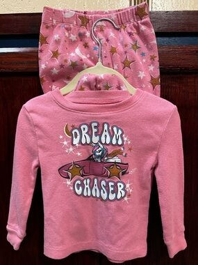 Kidgets Pink 'Dream Chaser' Unicorn Pajama Set Girls’ Toddler
